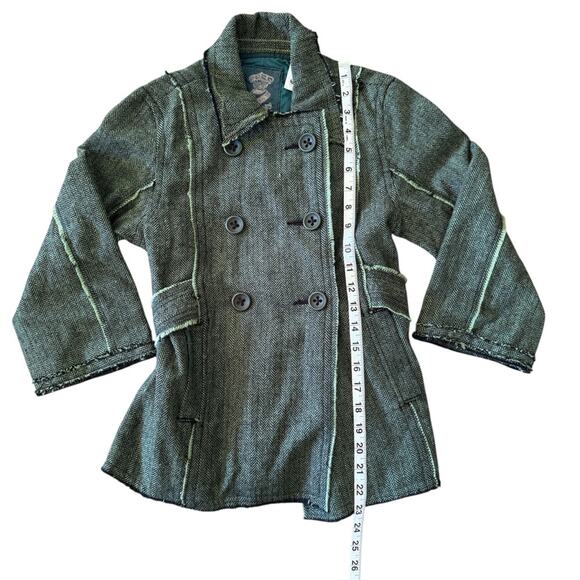 Z Brand Kids’ Tweed Double-Breasted Distressed Green Lightweight Jacket Size 10 - Picture 10 of 15